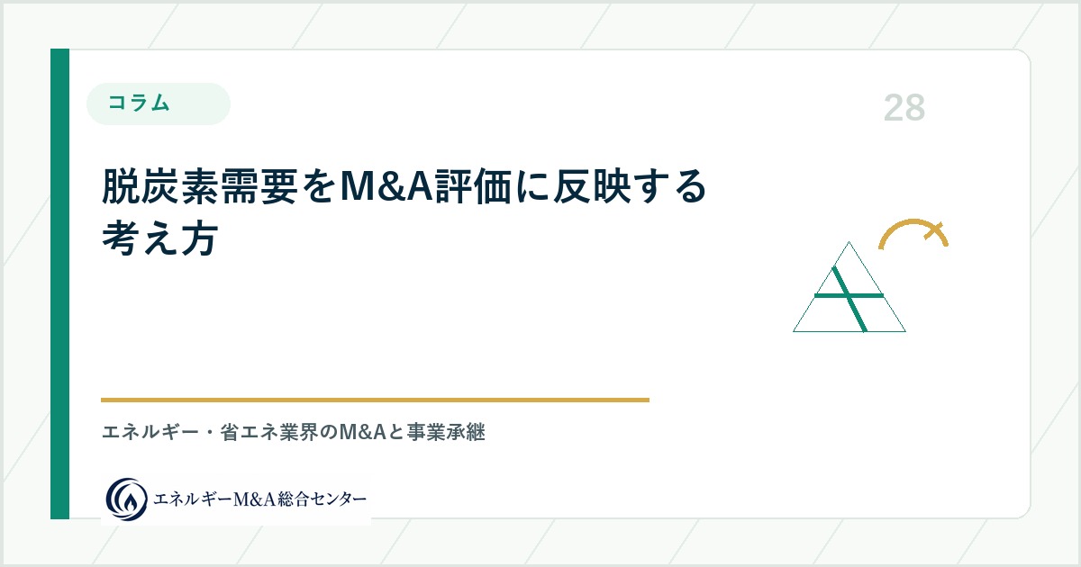 脱炭素需要をM&A評価に反映する考え方