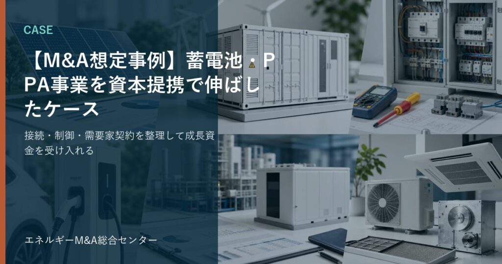 【M&A想定事例】蓄電池・PPA事業を資本提携で伸ばしたケース
