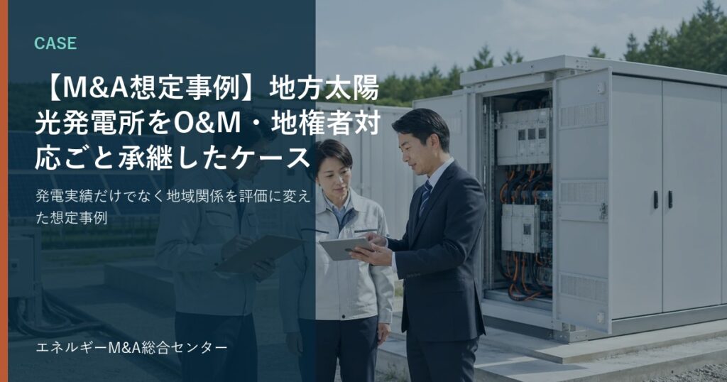 【M&A想定事例】地方太陽光発電所をO&M・地権者対応ごと承継したケース