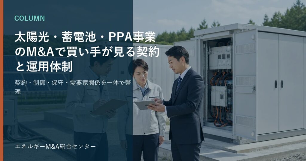 太陽光・蓄電池・PPA事業のM&Aで買い手が見る契約と運用体制